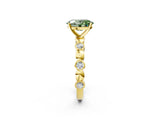 Yellow gold Fancy Green Oval  Solitaire Bezel-Set Diamond Ring with Beaded Band and Four-Prong Setting_34