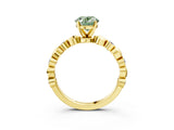Yellow gold Fancy Green Oval  Solitaire Bezel-Set Diamond Ring with Beaded Band and Four-Prong Setting_35