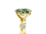 Yellow gold Fancy Green Oval  Solitaire Bezel-Set Diamond Ring with Beaded Band and Four-Prong Setting_37