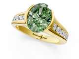 Yellow gold Fancy Green Oval  Solitaire Bezel-Set Diamond Ring with Channel-Set Band_37