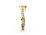 Yellow gold Fancy Green Oval  Solitaire Bezel-Set Diamond Ring with Channel-Set Band_38