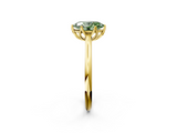 Yellow gold Fancy Green Oval  Solitaire Cathedral Diamond Ring with Six-Prong Setting_18