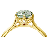 Yellow gold Fancy Green Oval  Solitaire Cathedral Diamond Ring with Six-Prong Setting_20