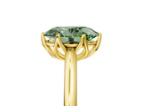Yellow gold Fancy Green Oval  Solitaire Cathedral Diamond Ring with Six-Prong Setting_21