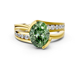Yellow gold Fancy Green Oval  Solitaire Channel-Set Split Shank Ring with Tension Prong Setting_3