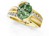 Yellow gold Fancy Green Oval  Solitaire Channel-Set Split Shank Ring with Tension Prong Setting_4