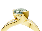 Yellow gold Fancy Green Oval  Solitaire Channel-Set Split Shank Ring with Tension Prong Setting_7