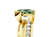 Yellow gold Fancy Green Oval  Solitaire Channel-Set Split Shank Ring with Tension Prong Setting_8