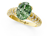 Yellow gold Fancy Green Oval  Solitaire Chevron Pave Diamond Engagement Ring with Six-Prong Setting_4