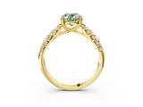 Yellow gold Fancy Green Oval  Solitaire Chevron Pave Diamond Engagement Ring with Six-Prong Setting_6