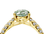 Yellow gold Fancy Green Oval  Solitaire Chevron Pave Diamond Engagement Ring with Six-Prong Setting_7