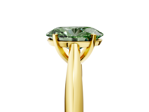 Yellow gold Fancy Green Oval  Solitaire Diamond Engagement Ring with Cathedral Setting and Four-Prong Mount on a Classic Band_57