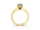 Yellow gold Fancy Green Oval  Solitaire Diamond Engagement Ring with Four-Prong Setting on a Classic Band_6