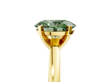 Yellow gold Fancy Green Oval  Solitaire Diamond Engagement Ring with Four-Prong Setting on a Classic Band_8