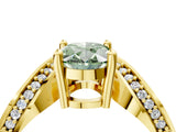 Yellow gold Fancy Green Oval  Solitaire Diamond Engagement Ring with Pave Band and Four-Prong Setting 5