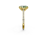Yellow gold Fancy Green Oval  Solitaire Diamond Engagement Ring with Pave Band and Six-Prong Setting_22
