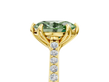 Yellow gold Fancy Green Oval  Solitaire Diamond Engagement Ring with Pave Band and Six-Prong Setting_25