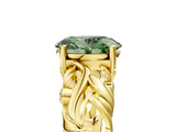 Yellow gold Fancy Green Oval  Solitaire Diamond Leaf Vine Band with Prong Setting_33
