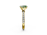 Yellow gold Fancy Green Oval  Solitaire Diamond Pavé Band with Four-Prong Setting_30