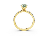 Yellow gold Fancy Green Oval  Solitaire Diamond Pavé Band with Four-Prong Setting_31