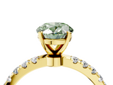 Yellow gold Fancy Green Oval  Solitaire Diamond Pavé Band with Four-Prong Setting_32