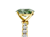 Yellow gold Fancy Green Oval  Solitaire Diamond Pavé Band with Four-Prong Setting_33