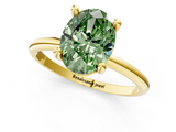 Yellow gold Fancy Green Oval  Solitaire Diamond Ring with 4-Prong Setting on a Classic Band_4