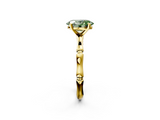 Yellow gold Fancy Green Oval  Solitaire Diamond Ring with Bamboo Band and Four-Prong Setting_58