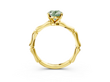 Yellow gold Fancy Green Oval  Solitaire Diamond Ring with Bamboo Band and Four-Prong Setting_59