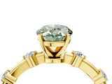 Yellow gold Fancy Green Oval  Solitaire Diamond Ring with Bezel Set Side Stones and Prong Setting_7