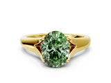Yellow gold Fancy Green Oval  Solitaire Diamond Ring with Cathedral Band and Four-Prong Setting_66
