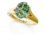 Yellow gold Fancy Green Oval  Solitaire Diamond Ring with Cathedral Band and Four-Prong Setting_67