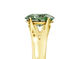 Yellow gold Fancy Green Oval  Solitaire Diamond Ring with Cathedral Band and Four-Prong Setting_71
