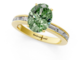 Yellow gold Fancy Green Oval  Solitaire Diamond Ring with Channel-Set Baguette Band and Four-Prong Setting_85