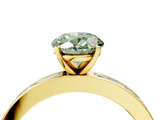 Yellow gold Fancy Green Oval  Solitaire Diamond Ring with Channel-Set Baguette Band and Four-Prong Setting_88