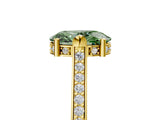 Yellow gold Fancy Green Oval  Solitaire Diamond Ring with Channel Set Band and Bezel Prong Setting_62