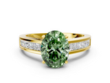Yellow gold Fancy Green Oval  Solitaire Diamond Ring with Channel-Set Band and Four-Prong Setting_3
