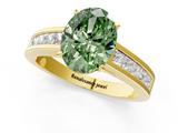 Yellow gold Fancy Green Oval  Solitaire Diamond Ring with Channel-Set Band and Four-Prong Setting_4