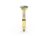 Yellow gold Fancy Green Oval  Solitaire Diamond Ring with Channel-Set Band and Four-Prong Setting_5