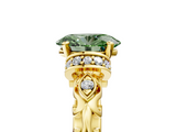 Yellow gold Fancy Green Oval  Solitaire Diamond Ring with Filigree Band and Four-Prong Setting_52