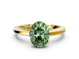 Yellow gold Fancy Green Oval  Solitaire Diamond Ring with Four-Prong Setting and Classic Band_3