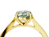 Yellow gold Fancy Green Oval  Solitaire Diamond Ring with Four-Prong Setting and Tapered Band 5