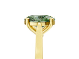 Yellow gold Fancy Green Oval  Solitaire Diamond Ring with Four-Prong Setting and Tapered Band
