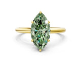 Yellow gold Fancy Green Oval  Solitaire Diamond Ring with Four-Prong Setting on a Plain Band_20