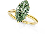 Yellow gold Fancy Green Oval  Solitaire Diamond Ring with Four-Prong Setting on a Plain Band_21