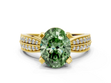 Yellow gold Fancy Green Oval  Solitaire Diamond Ring with Milgrain Pavé Band and Four-Prong Setting_20