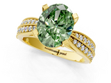 Yellow gold Fancy Green Oval  Solitaire Diamond Ring with Milgrain Pavé Band and Four-Prong Setting_21