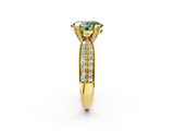Yellow gold Fancy Green Oval  Solitaire Diamond Ring with Milgrain Pavé Band and Four-Prong Setting_22