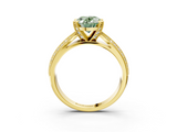 Yellow gold Fancy Green Oval  Solitaire Diamond Ring with Milgrain Pavé Band and Four-Prong Setting_23