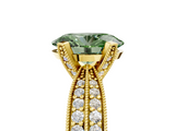 Yellow gold Fancy Green Oval  Solitaire Diamond Ring with Milgrain Pavé Band and Four-Prong Setting_25